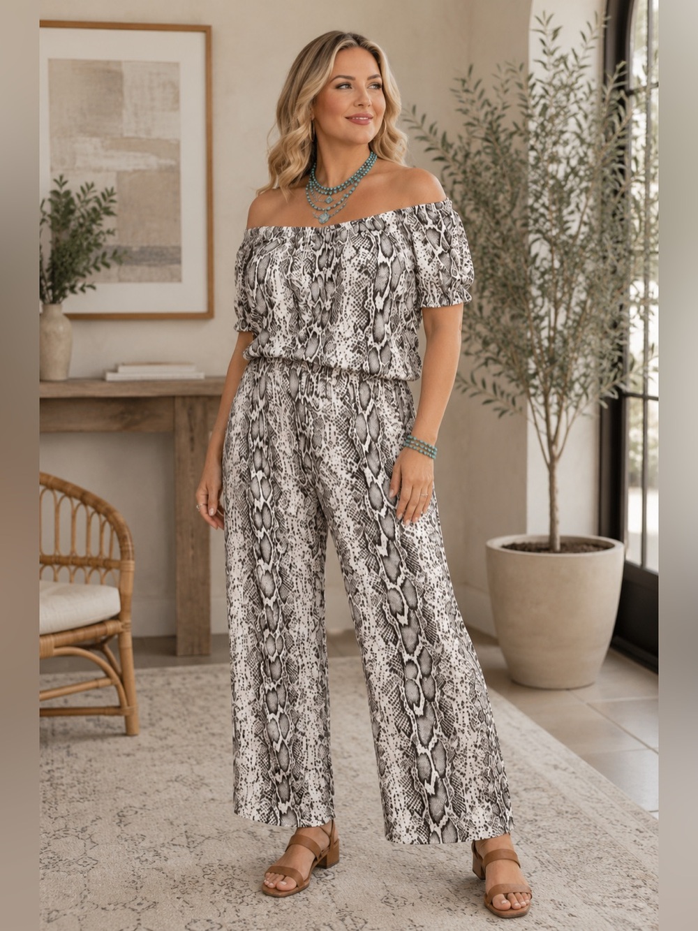 Plus Size Snake Python print jumpsuit - Picture 1 of 2